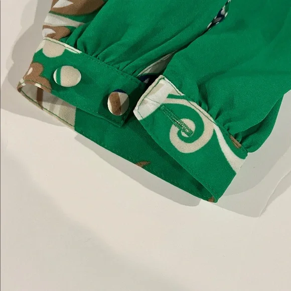 Belle Kim Gravel L/S Woven blouse XL green pattern Like new - Picture 2 of 4